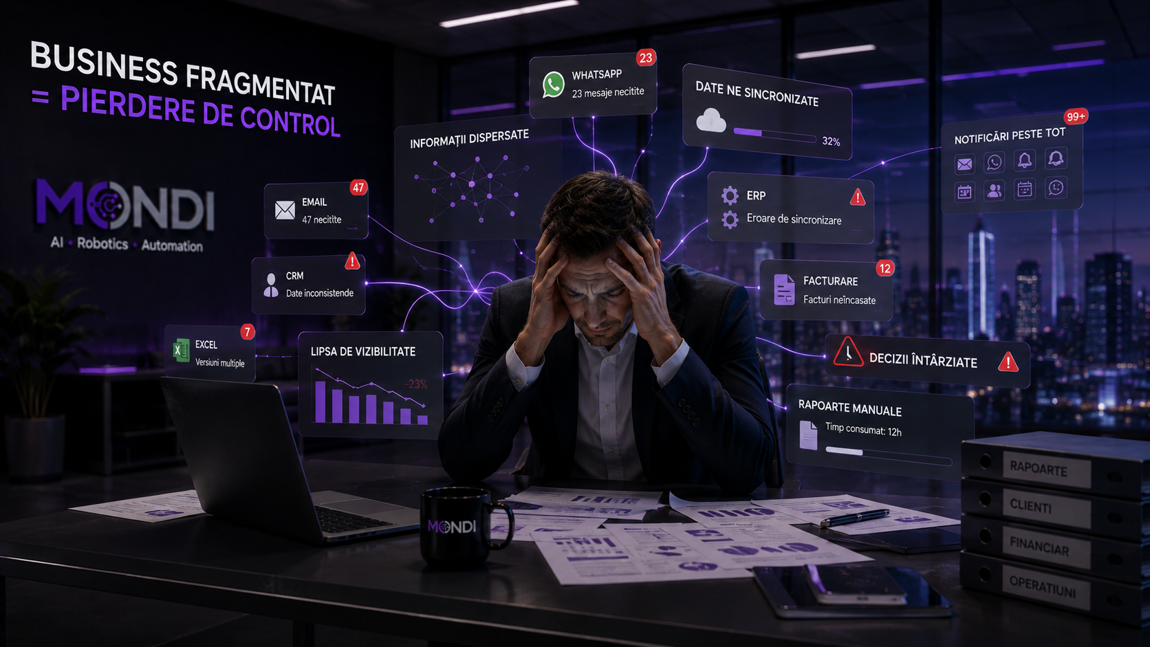 Procese de business fragmentate, cu tool-uri neintegrate și date împrăștiate